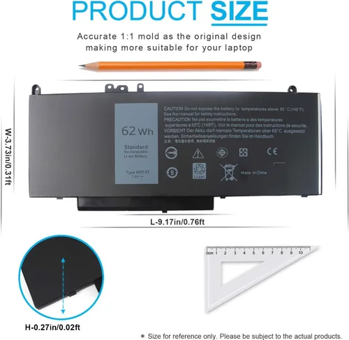 Miniatura 3 de Emanjor Batería de 7.6V 62Wh 6MT4T compatible con Dell Latitude E5470 E5570 Precision 3510 Series 7V69Y TXF9M 79VRK 07V69Y 079VRK 0TXF9M 0HK6DV
