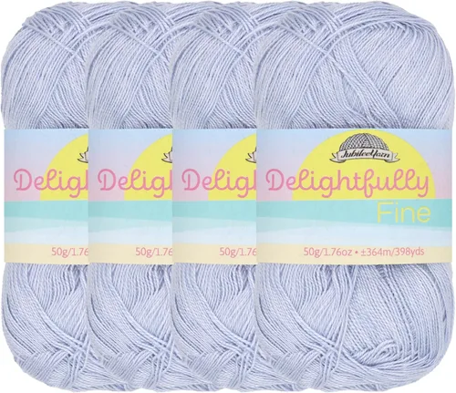 Miniatura 31 de JubileeYarn - Ovillo de hilo deliciosamente fino, 1.76 oz/madeja de rayón de bambú, color rosa polvo, 4 madejas