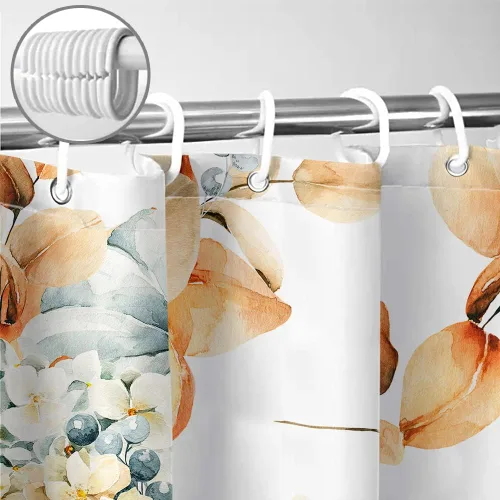 Miniatura 6 de Sanzugh Cortina de ducha de calabaza otoñal, lindas cortinas de ducha de tela floral naranja con ganchos de 72 x 72 pulgadas, decoración de baño