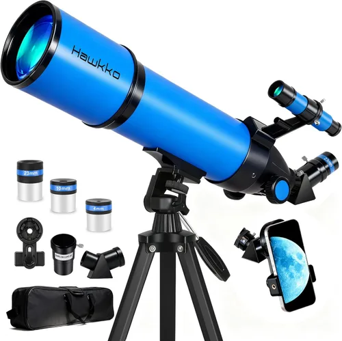 Hawkko Telescopio para adultos y niños, apertura de 80 mm, telescopio de alta potencia de 600 mm para principiantes de astronomía - telescopios