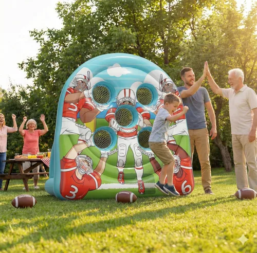 Miniatura 2 de Juego inflable gigante de lanzamiento de objetivos de fútbol de 6 pies, divertidos juegos de patio para interiores y exteriores para niños