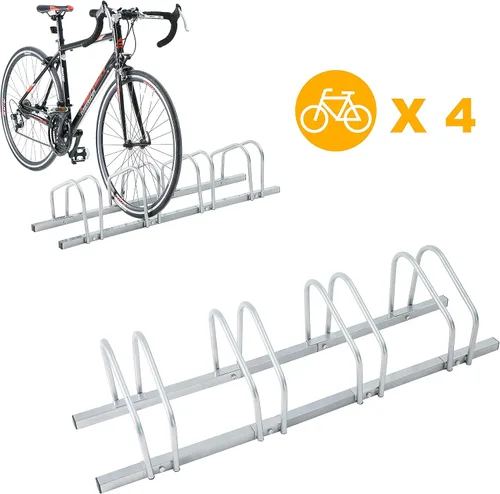 Miniatura 2 de SDADI 4 Bicicletas De Piso De La Bicicleta De Parking Rack De Soporte De Almacenamiento Ajustable Interior - Plata