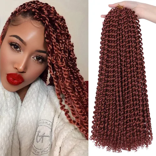 Miniatura 16 de Cabello Passion Twist de 30 pulgadas, cabello rubio de ondas de agua con ganchillo para mujeres, cabello rubio Passion Twist de ganchillo largo 27#