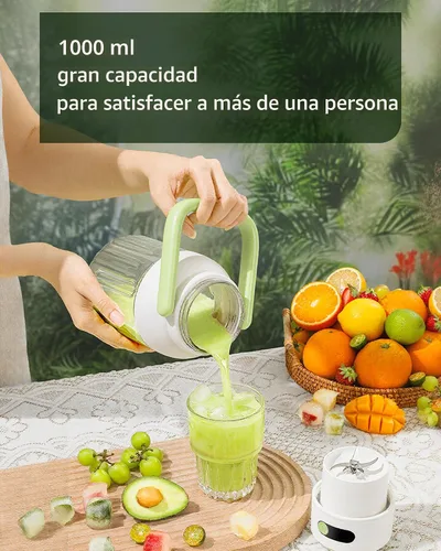 Miniatura 4 de Licuadora portátil, licuadora personal para batidos y licuados, sin cable, recipiente de 33 onzas libre de BPA, tapa a prueba de fugas con pico