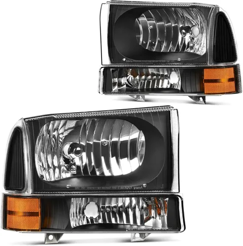 DWVO Conjunto de faros compatible con Ford F-250 F-350 F-450 F-550 Super Duty 1999-2004/Ford Excursion 2000-2004 Faros de repuesto carcasa negra