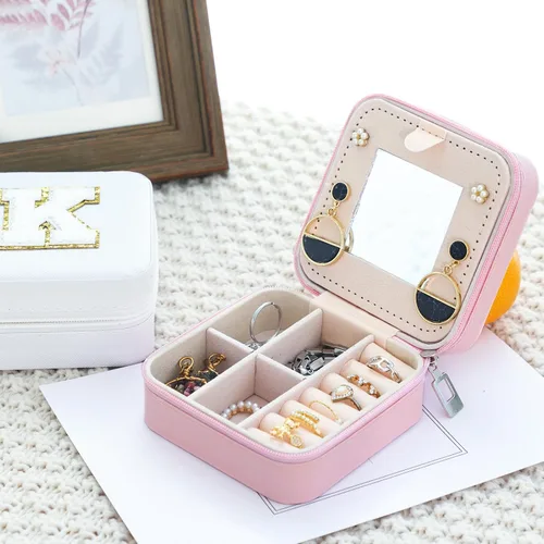 Miniatura 7 de FUNARTY Organizador de joyas de viaje, regalos para mujeres, joyero pequeño, organizador de joyas, organizador de collares, aretes, caja