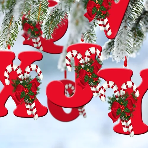 Miniatura 3 de Colgante de decoración para árbol de Navidad de 26 letras, adornos de árbol de Navidad, adornos de Navidad personalizados, decoración de Navidad