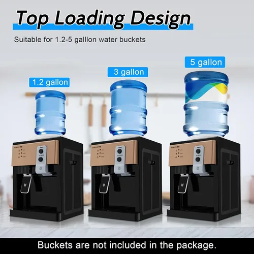 Miniatura 2 de Dispensador de enfriador de agua eléctrico, Dispensador de enfriador de agua de encimera de carga superior de 5 galones, Mini dispensador