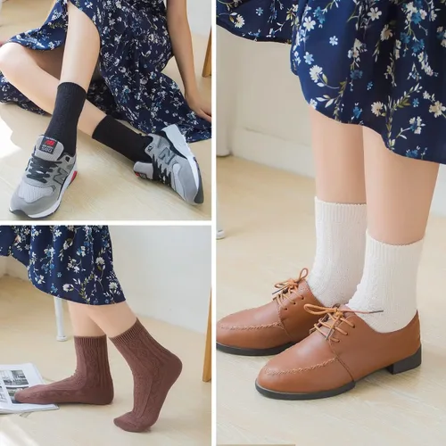 Miniatura 3 de Mcool Mary Calcetines altos para mujer, de punto casual, de algodón, cómodos, transpirables, frescos, para niñas, paquete de 6