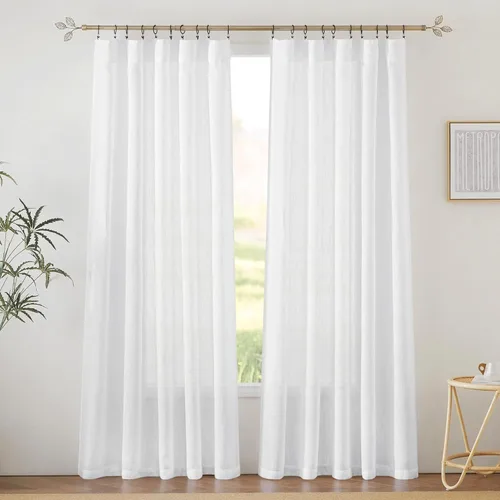 Miniatura 73 de RYB HOME Cortinas extralargas de 108 pulgadas de largo, transpirables con bolsillo para barra, cortinas traslúcidas blancas para sala de estar