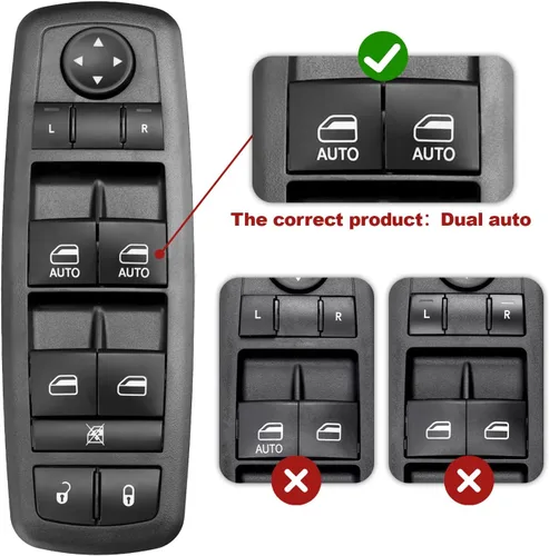 Miniatura 4 de Interruptor de ventana eléctrica compatible con Jeep Cherokee 2015-2022, Chrysler 200 2015-2017, Chrysler 300 2011-2020, Dodge Charger 2011-2019