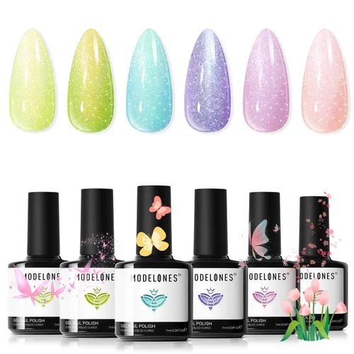 Miniatura 39 de modelones Juego de esmalte de uñas de gel, 0.5 onzas líquidas, base sedosa mejorada y capa superior extra brillante, transparente, no se limpia