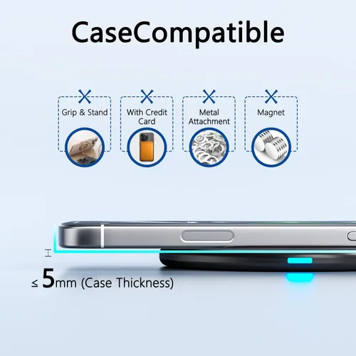 Miniatura 4 de Cargador inalámbrico de 20 W, almohadilla de carga inalámbrica de 20 W, cargador rápido inalámbrico compatible con iPhone 17/17 Pro