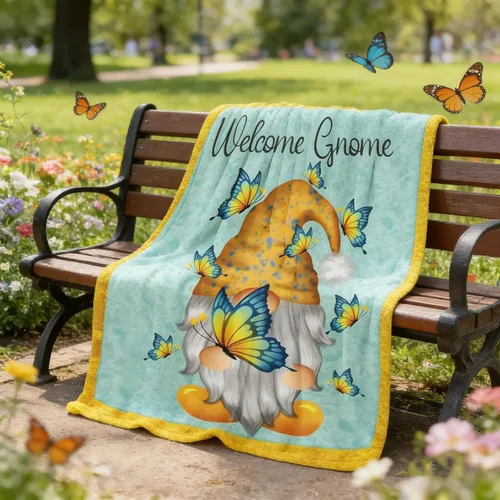 Manta de gnomo de mariposa para mujer, bonitos regalos de gnomos para mujeres/niñas/mamá, manta mullida de franela suave de otoño para sofá, cama,