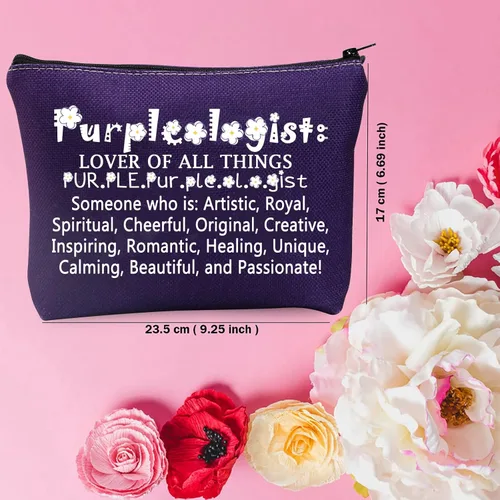 Miniatura 2 de TSOTMO Bolsa de maquillaje púrpura con cremallera para amantes de todas las cosas, regalo morado, bolsa de cosméticos diseñada para amantes