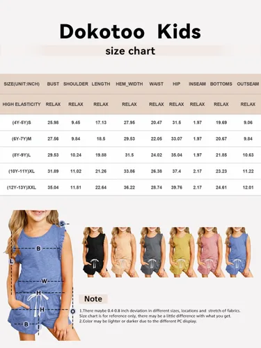 Miniatura 6 de Conjunto de camiseta y pantalones cortos de verano para niñas con bolsillos laterales