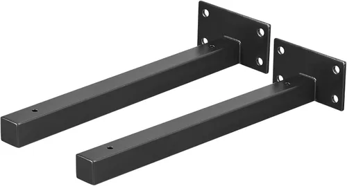 Miniatura 10 de uxcell Soportes de estante flotantes, 2 soportes de metal industriales de 4 pulgadas para estantes montados en la pared, color negro