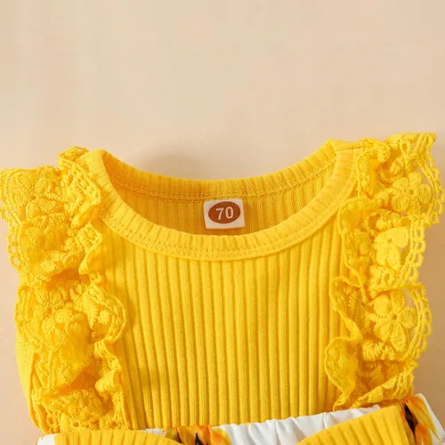 Miniatura 5 de Mubineo Ropa de verano para bebé niña, sin mangas, encaje floral, vestido de mameluco para recién nacido