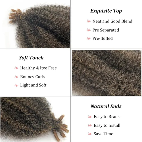 Miniatura 3 de Marley Twist - Cabello trenzado 1b/27 Afro Spring Cuban Twist Hair de 24 pulgadas, cabello trenzado trenzado trenzado jamaicano, extensiones