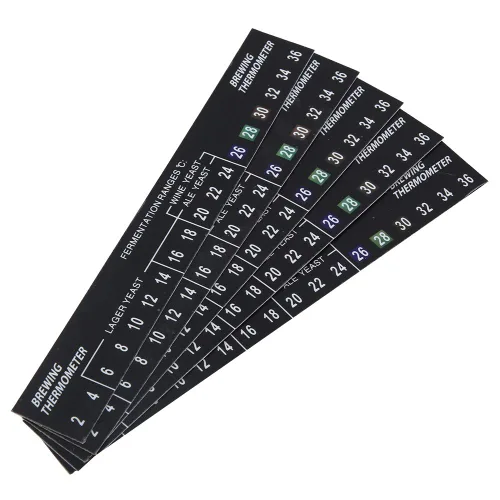 Miniatura 6 de Fdit Adhesivo para termómetro de elaboración, paquete de 5, LCD adhesivo, rango 2-36C, para bebidas alcohólicas de vino de cerveza casera, 0.8 x 5.9
