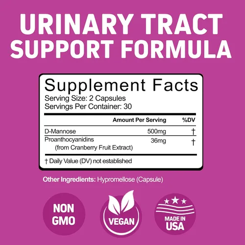 Miniatura 2 de Tratamiento de limpieza urinaria de acción rápida Fórmula UTI con 36 mg de PAC Suplemento de arándano de grado médico para apoyo del tracto