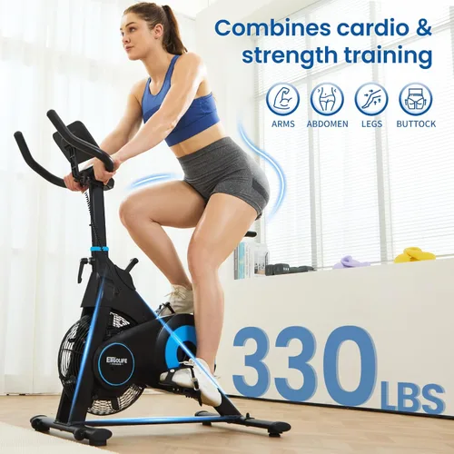 Miniatura 6 de ERGOLIFE Air - Bicicleta estática de resistencia magnética con ventilador exclusivo, aplicación App, 8 resistencias para ciclismo en interiores