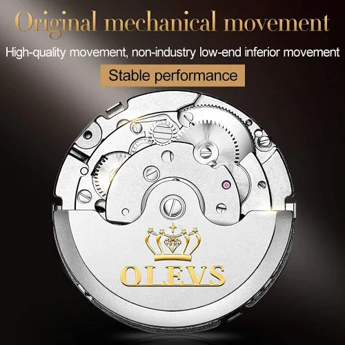 Miniatura 9 de OLEVS Reloj automático para hombre, cuerda automática, mecánica, de lujo, de acero inoxidable, multicalendario, impermeable, luminoso, reloj