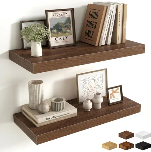 Miniatura 43 de Estantes flotantes de 48 pulgadas para pared, estante de chimenea de 10 pulgadas de profundidad, estantes flotantes de madera para pared, estantes