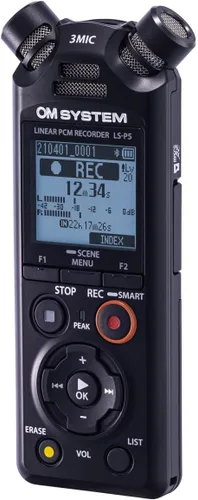 OM SYSTEM Olympus LS-P5 - Grabadora PCM con 3 micrófonos tresmic, Bluetooth, modo de micrófono USB compuesto, sonido de alta resolución, filtro de