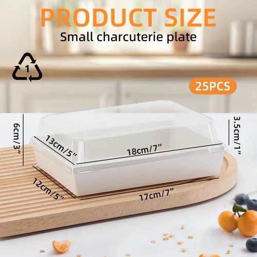 Miniatura 2 de Cajas de charcutería de 7 x 5 x 2.5 pulgadas con tapas transparentes, cajas grandes desechables de postre para panadería, recipientes para llevar