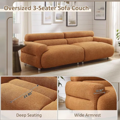 Miniatura 3 de VANOMi Sofá Loveseat Boucle Cloud de 89", Cómodo Sofá Boucle Tapizado de Asiento Profundo, Sofá Moderno de Mediados de Siglo para Sala de Estar