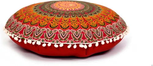 Miniatura 7 de CRAFT KALA Funda de cojín redonda de 22 pulgadas, diseño de mandala bohemio, para meditación, para sala de estar, sala de yoga, hogar, dormitorio