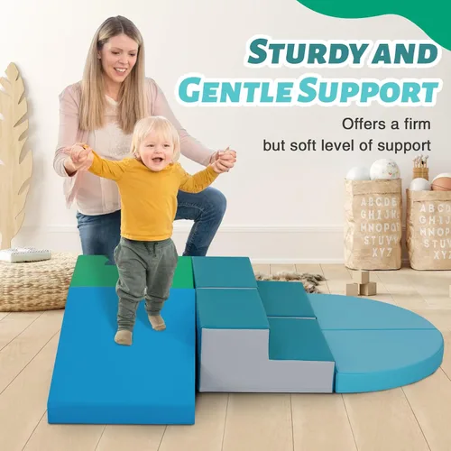 Miniatura 2 de TODIBY Juguetes de Escalada para Niños Pequeños de 6 Piezas de Cuero PU Suave, Conjunto de Juego de Actividades de Escalada y Gateo para Interiores