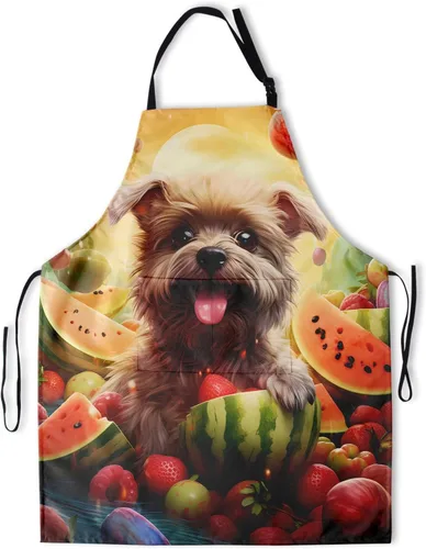 Miniatura 18 de Delantal colorido de poliéster Grooming Delantales con bolsillo para barbacoa Cocina Pintura Adultos German Shepherd