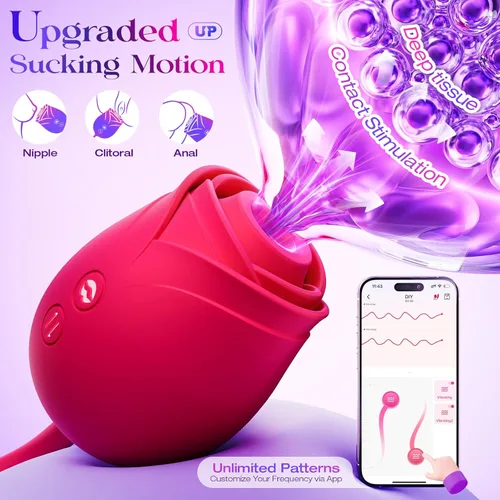Miniatura 3 de Consolador vibrador juguetes sexuales para mujeres, juguete sexual MOOLIGIRL Rose con vibradores de punto G de empuje y 10 modos de succión