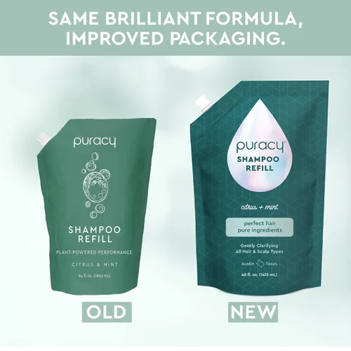 Miniatura 2 de Puracy Recambio de champú natural, 48 onzas líquidas, el cabello se mantiene más limpio durante más tiempo con LexFeel N5, sin sulfatos