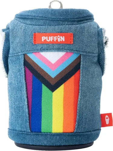 Miniatura 3 de Puffin - The Denim Vest - Enfriador de latas aislado de 12 oz I Aislante de botellas de cerveza y latas de refrescos, mantiene las bebidas y bebidas