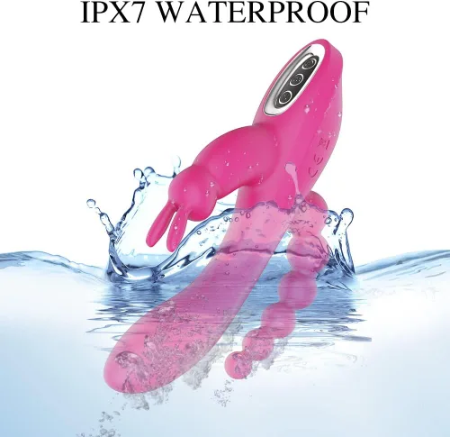 Miniatura 4 de Vibrador de punto G con forma de conejo para mujeres, estimulación del clítoris con 7 potentes vibraciones, Adorime recargable 3 en 1 masajeador