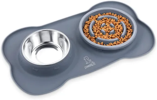 Pecute Comedero Lento para Perros para Ralentizar la Alimentación, Tazón para Perros con Alimentador Lento sin Derrame con Alfombrilla de Silicona