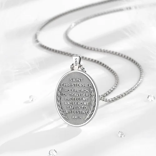 Miniatura 204 de EUDORA Collar de plata de ley 925, San Cristóbal y San Benito, San Miguel, Virgen María, San Judas Tadeo, Cruz de Buen Pastor y Arcángel, Medalla