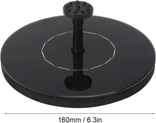 Fuente de baño para pájaros con energía solar, fuente solar, solar desmontable, bomba flotante sin escobillas antiobstrucción, negro, con doble