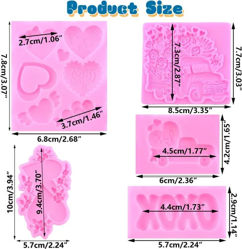 Miniatura 2 de Mujiang Moldes de silicona para el día de San Valentín, diseño de corazón y rosa, para caramelo de chocolate XOXO, para decoración de pasteles