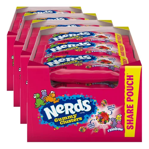 Miniatura 22 de NERDS Gummy Clusters Candy, arcoíris, crujiente y gomoso, 3 onzas (paquete de 12)