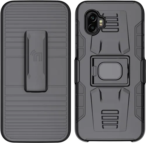 Miniatura 2 de Funda con clip para Galaxy XCover 6 Pro, Nakedcellphone Funda de agarre de anillo resistente con soporte [placa de montaje integrada]
