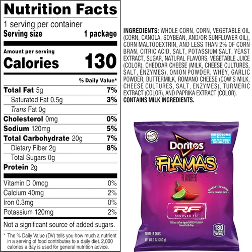 Miniatura 3 de Doritos Chips de tortilla reducidos en grasa, sabor a flamas, 1 onza (paquete de 72)