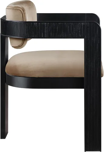 Miniatura 6 de Meridian Furniture 11095Beige-C Sacha Collection Silla de comedor Art Deco, terciopelo beige ultra lujo, terciopelo 460 GSM, madera sólida estriada