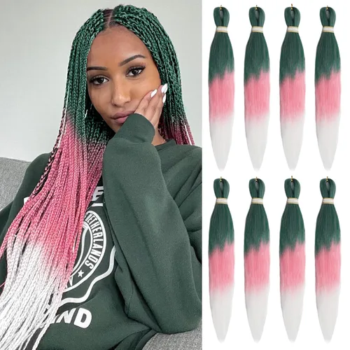 Miniatura 30 de Beyond Beauty - Trenzas preestiradas de cabello profesional sin picazón, ajuste de agua caliente, fibra sintética, textura Yaki, extensiones