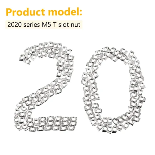 Miniatura 4 de Hotop 150 Piezas Tuercas de Ranura en T Serie 2020, Sujetador de Cabeza de Martillo - Tuercas Deslizantes M5 T de Acero al Carbono Chapado