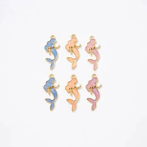 Miniatura 7 de SEWACC Pulsera de dijes de sirena, 50 piezas de dijes de sirena, chapados en oro, dijes de animales marinos, cuentas para bricolaje, aretes