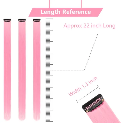 Miniatura 3 de Extensiones de cabello negro con clip, 10 piezas de 22 pulgadas de largo, rectas de colores lisos, accesorios sintéticos, extensiones con clip